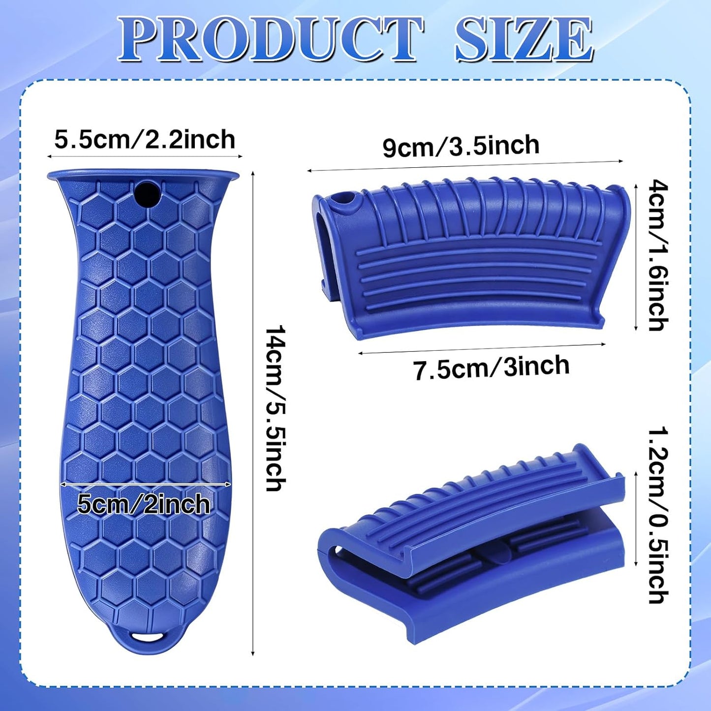 TXIN Set of 4 Silicone Hot Handle Cover Heat Resistant Pot Grip Holder Non-Slip Pot Handle Pan Sleeve Grip Potholder for Cast Iron Skillets, Griddles, Frying Pans and Metal Cookware (Blue)