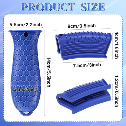 TXIN Set of 4 Silicone Hot Handle Cover Heat Resistant Pot Grip Holder Non-Slip Pot Handle Pan Sleeve Grip Potholder for Cast Iron Skillets, Griddles, Frying Pans and Metal Cookware (Blue)