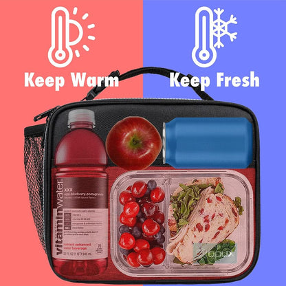 opux Insulated Lunch Bag Kids, Lunch Box for School Boy Girl, Leakproof Small Reusable Compact Soft Mini Cooler Bag, Toddler Small Lunch Boxes Kit Pail with Front Side Pockets (Purple)