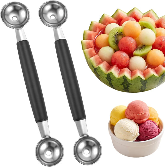 4 Pcs Melon Baller Scoop Double Ended Headed Fruit Ice Cream Ball Spoon