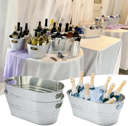 3 PCS 15.3 x 9 x 6 inches Black Metal Galvanized Tub with Handles, 3 Gallon Galvanized Beverage Tubs for Parties, Large Metal Drink Ice Buckets for Beer, Wine, Cocktails & Outdoor Events