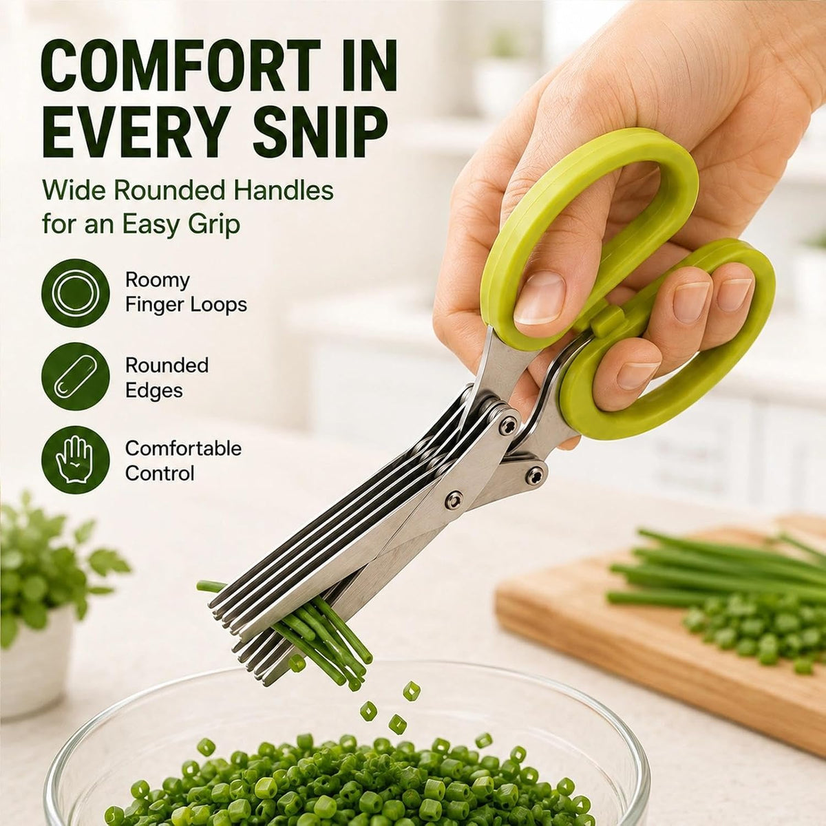 5 Blade Kitchen Herb Scissors, Vegetable Shears with Cleaning Comb
