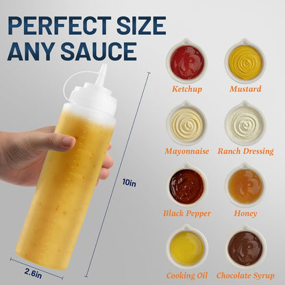 8oz Squeeze Bottles, Sauce Bottles, Squirt Bottle, Salad Dressing Bottle