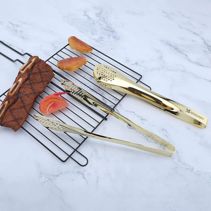 MSY BIGSUNNY Chef Kitchen Tongs Stainless Steel Food Serving Tongs Set Buffet tongs (silver 7" 9" & 11", 3 pack)