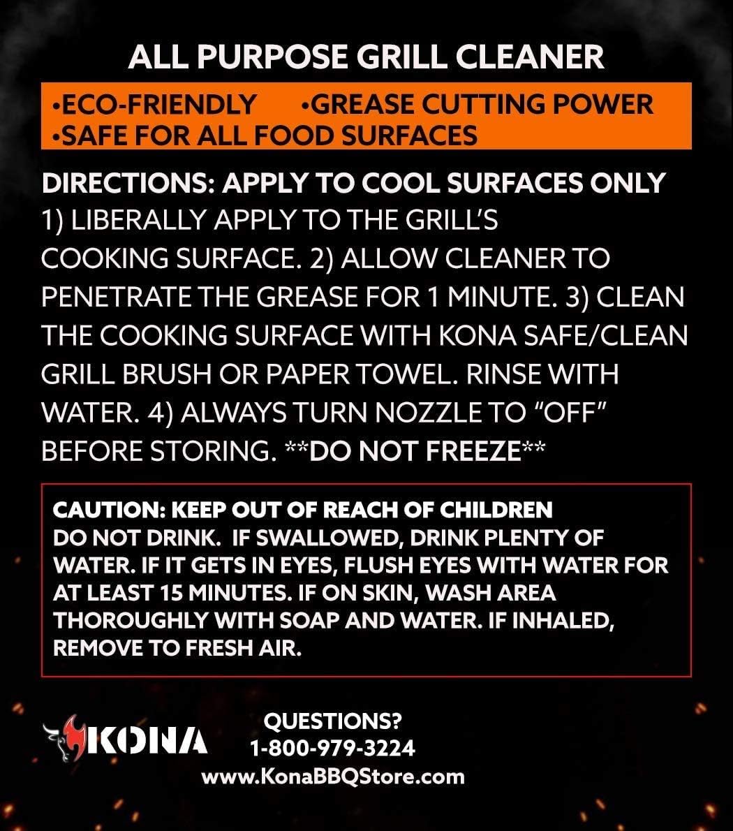 Kona Professional Grade Grill Cleaner for Outdoor BBQ – Heavy Duty, Non-Toxic, Fume-Free Kitchen Degreaser Spray, Eco-Friendly BBQ Degreaser – 23oz