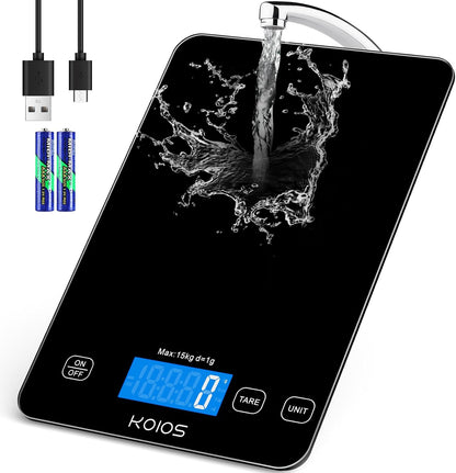 KOIOS 33lb Kitchen Scale 0.1oz Precision,Batteries & USB-C Charging(White)