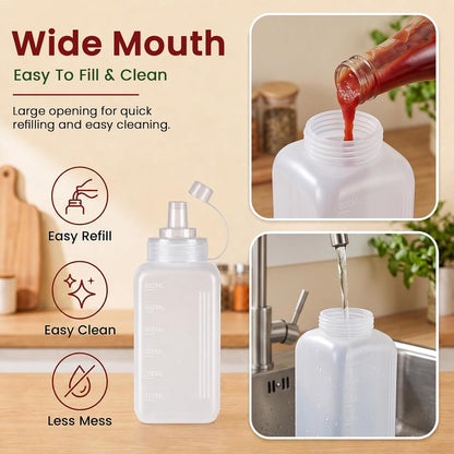 OAMCEG 20oz Condiment Squeeze Bottles, Plastic Sauce Bottles(0.6L)