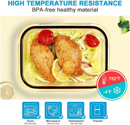 DAS TRUST 10 Pack Glass Meal Prep Containers Meal Prep Bowls Food Storage Containers Glass Food Prep Containers with Lids Lunch Container for Adults Lunch Box Bento Boxes
