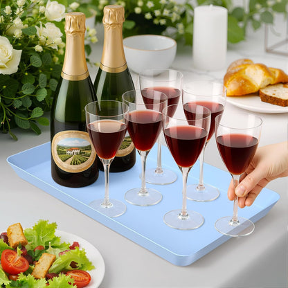 WOWBOX 4 pcs Serving Tray for Party, Grilling Accessories, Serving Platters for Snacks, Fruit, Reusable Plastic Trays for Serving Food and Pantry Organization in Kitchen & for Mothers Day Parties