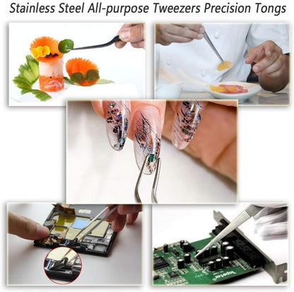Cooking Tweezers, 4 Piece Set 6.3 inches Stainless Steel Kitchen Tweezers Culinary with Chef Cooking Utensils for Cooking Food Design styling