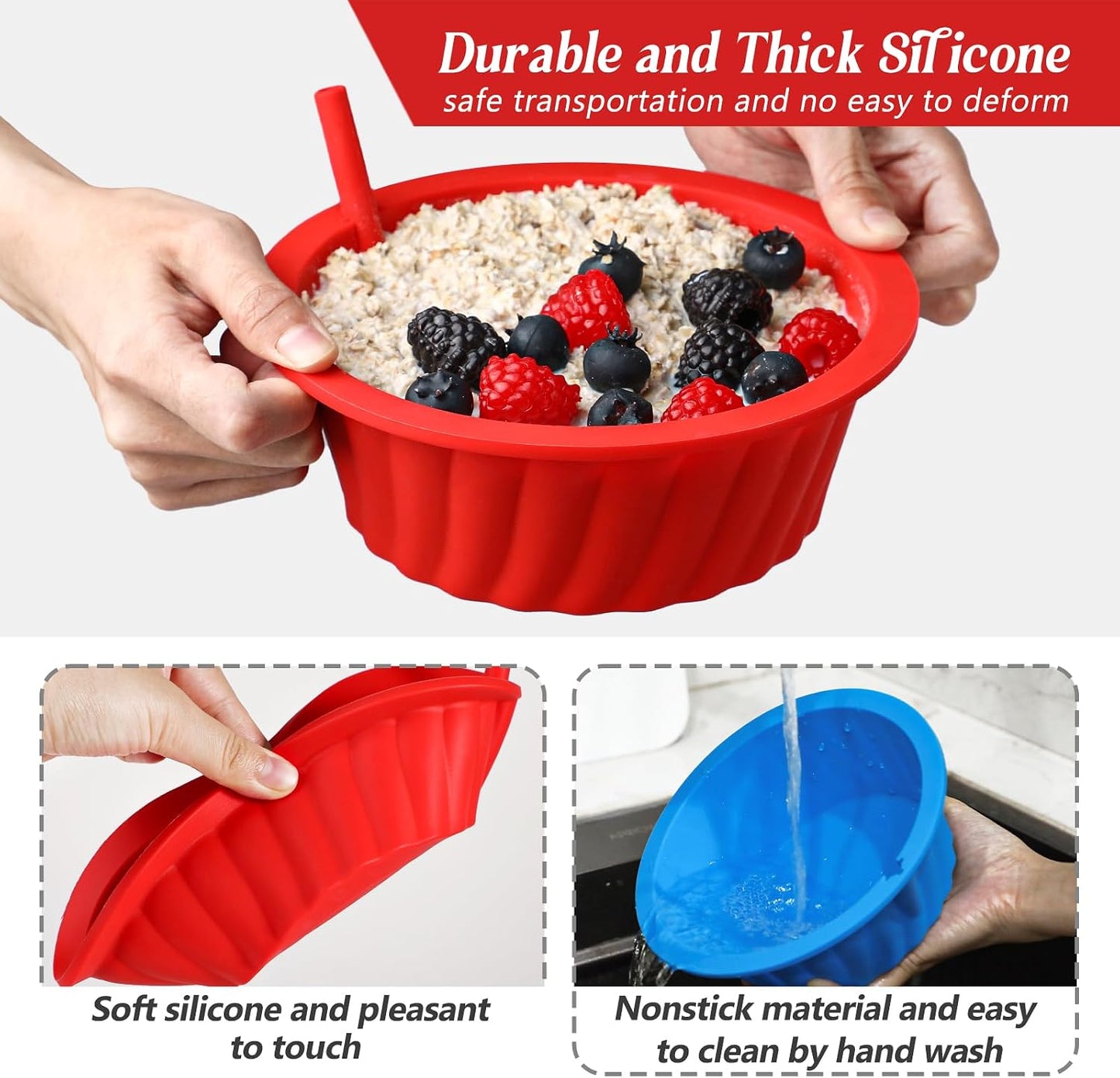 KOLUTI 6 Pack Silicone Bouillon Cups, 8oz Dessert Sauce Dipping Soup Prep Bowl, Small Ice Cream Creme Brulee Pudding Container, BPA Free, Oven, Microwave, Freezer and Dishwasher Safe