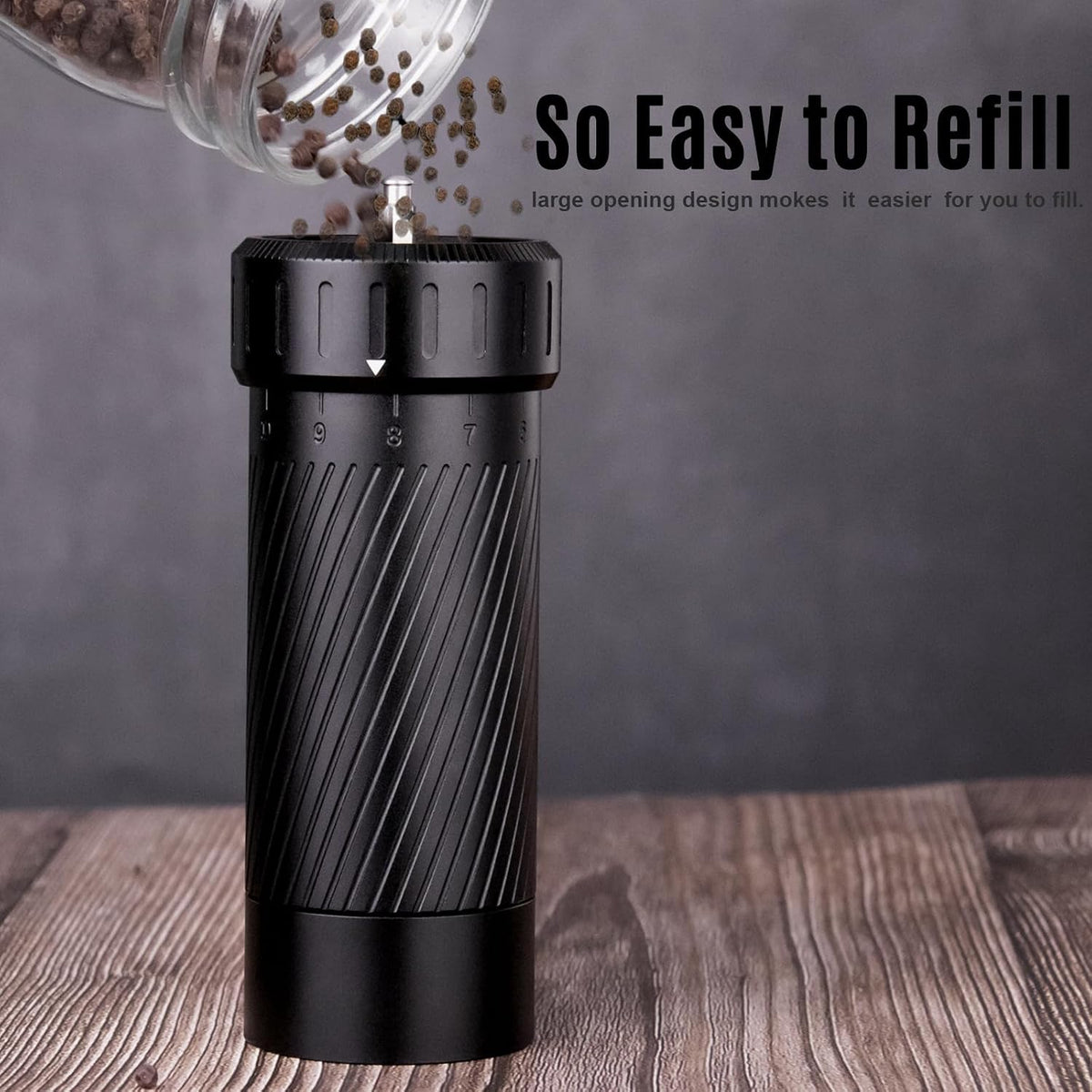 Homnoble Heavy Duty Pepper Grinder, Pepper Grinder External Adjustable