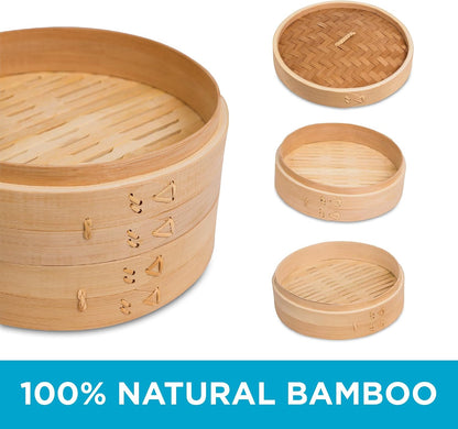 BirdRock Home Bamboo Steamer (Classic Bamboo, 8" Diameter)