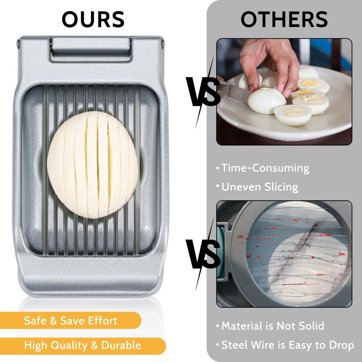 Sopito Heavy Duty Stainless Steel Wire Egg Slicer for Hard Boiled Eggs