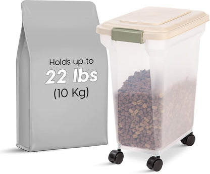 IRIS USA Dog Food Storage Container, Airtight Lid, 2-Cup Scoop, Up to 13 Pounds Pet Food Storage, Versatile Pet Food Bin, Treats, BPA Free, Dark Gray
