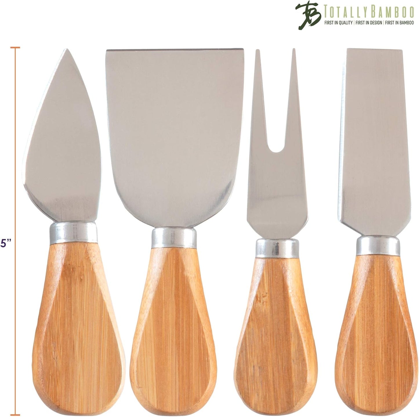 Totally Bamboo 4-Piece Cheese Tool Set, Charcuterie Board Accessories