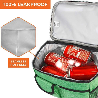 opux Insulated Lunch Bag Women Men, Dual Compartment Leakproof Lunch Box Adults Kids, Double Decker Meal Prep Bento Lunch Cooler Tote with Shoulder Strap for Work Office School Travel, Floral Purple