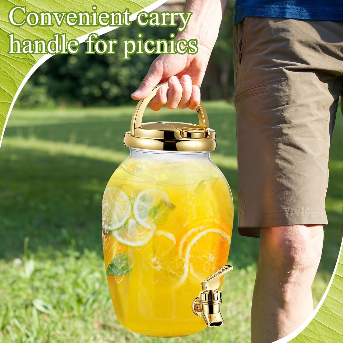 Havawish 2 Pack 1.16 Gallon Drink Beverage Dispenser with Stand for Parties Plastic Water Lemonade Juice Dispenser with Spigot and Lid for Countertop Weddings(Gold)