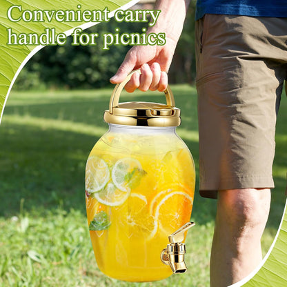 Havawish 2 Pack 1.16 Gallon Drink Beverage Dispenser with Stand for Parties Plastic Water Lemonade Juice Dispenser with Spigot and Lid for Countertop Weddings(Gold)