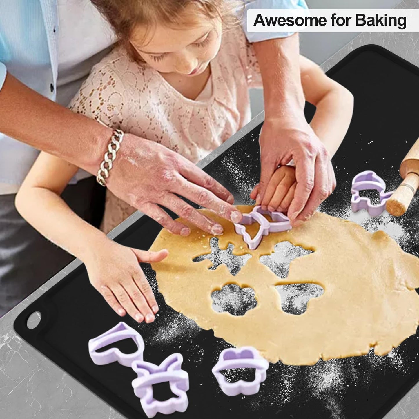 Extra Large Silicone Mat, 31.5x23.6 Inch Heat Resistant Mat for Kitchen Counter, Non Stick Silicone Baking Mat for Dough and Pastry, Thick Silicone placement Countertop Protector, Black countertop mat