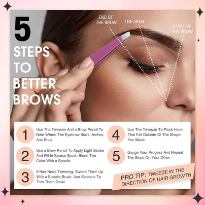 Mudder 12 Pcs Eyebrow Tweezers Set for Facial Hair Stainless Steel Slanted Tip Tweezers in Bulk for Men and Women(Silver)