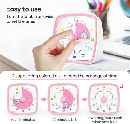 Yunbaoit Visual Timer with Night Light, 60 Minute Countdown, Light Blue