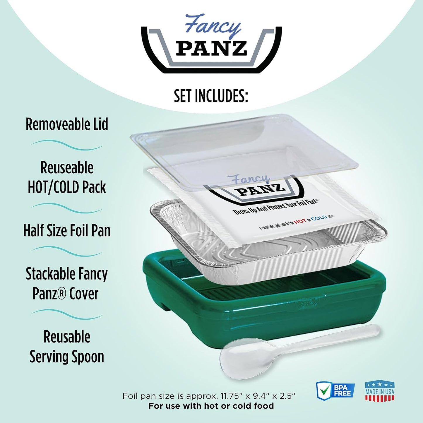 Fancy Panz Red Premium Aluminum Foil Pan Carrier with Secure Latch Lid - Reusable Casserole Carrier for Half Size Pans - Food Transport Holder for Potlucks, Parties, Tailgates & Entertaining
