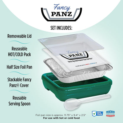 Fancy Panz Red Premium Aluminum Foil Pan Carrier with Secure Latch Lid - Reusable Casserole Carrier for Half Size Pans - Food Transport Holder for Potlucks, Parties, Tailgates & Entertaining