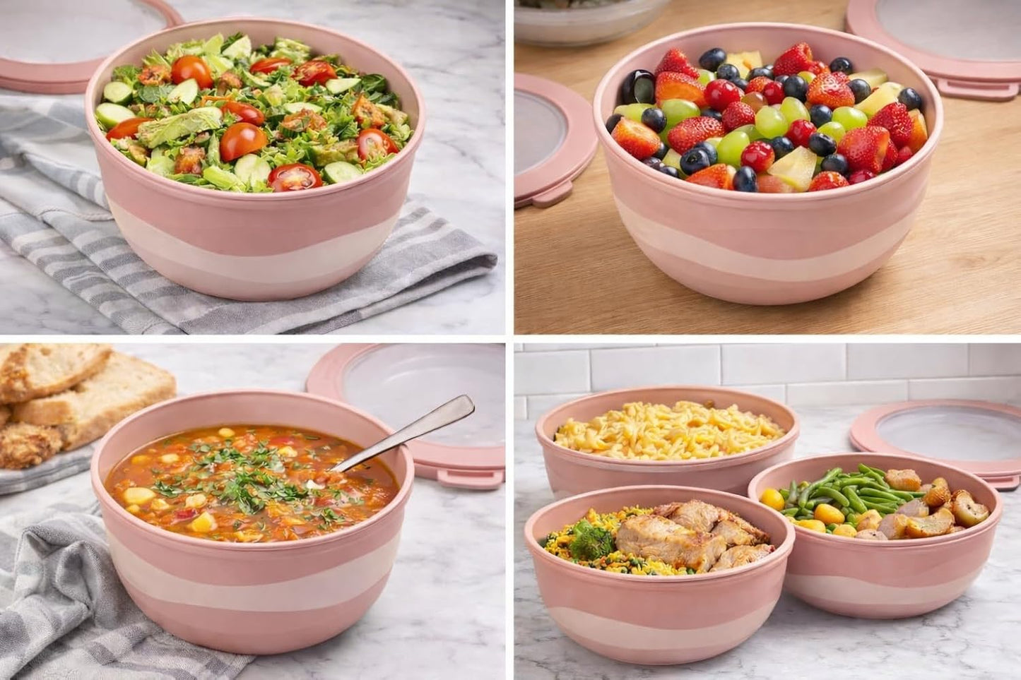 Pera Mixing Bowls with Lids, 8-Piece Airtight Leak-Proof Nesting BPA-Free Bowl Set for Kitchen & Food Storage, Large 4200ml Capacity, Microwave & Dishwasher Safe