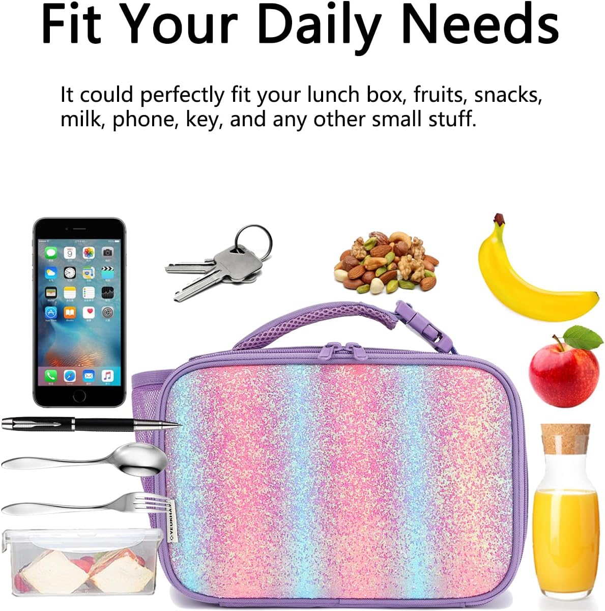 GYEUKHAM Insulated Lunch Box for School, Thermal Reusable Durable Freezable Lunch Bags for Kids Boys Girls Men Women - Small Soft Cooler Portable Lunch Tote Kit for Work Picnic Travel,Black