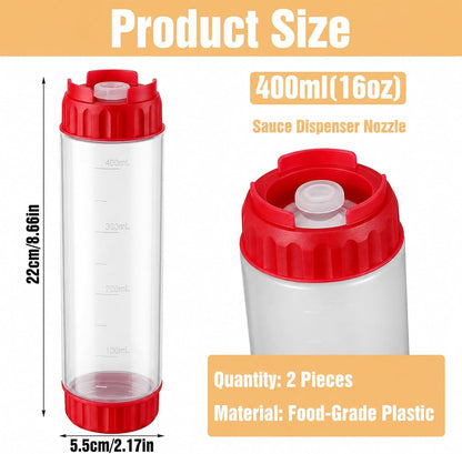 2 Pcs 16 oz Inverted Squeeze Bottles, Valve Condiment Dispenser (Black)