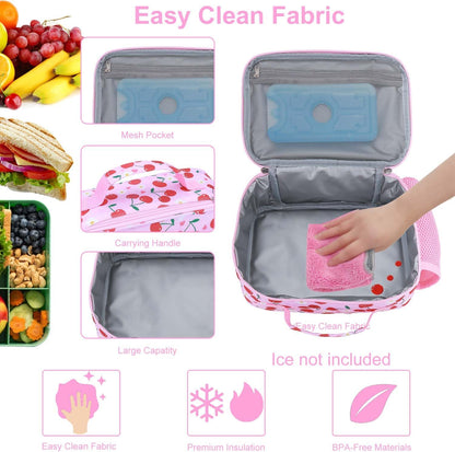 RHCPFOVR Kids Lunch Bag - Insulated Lunch Box for Boys Girls,Washable Lunch Bag and Reusable Toddler Leak-proof Lunchbox for School and Daycare - Colors B