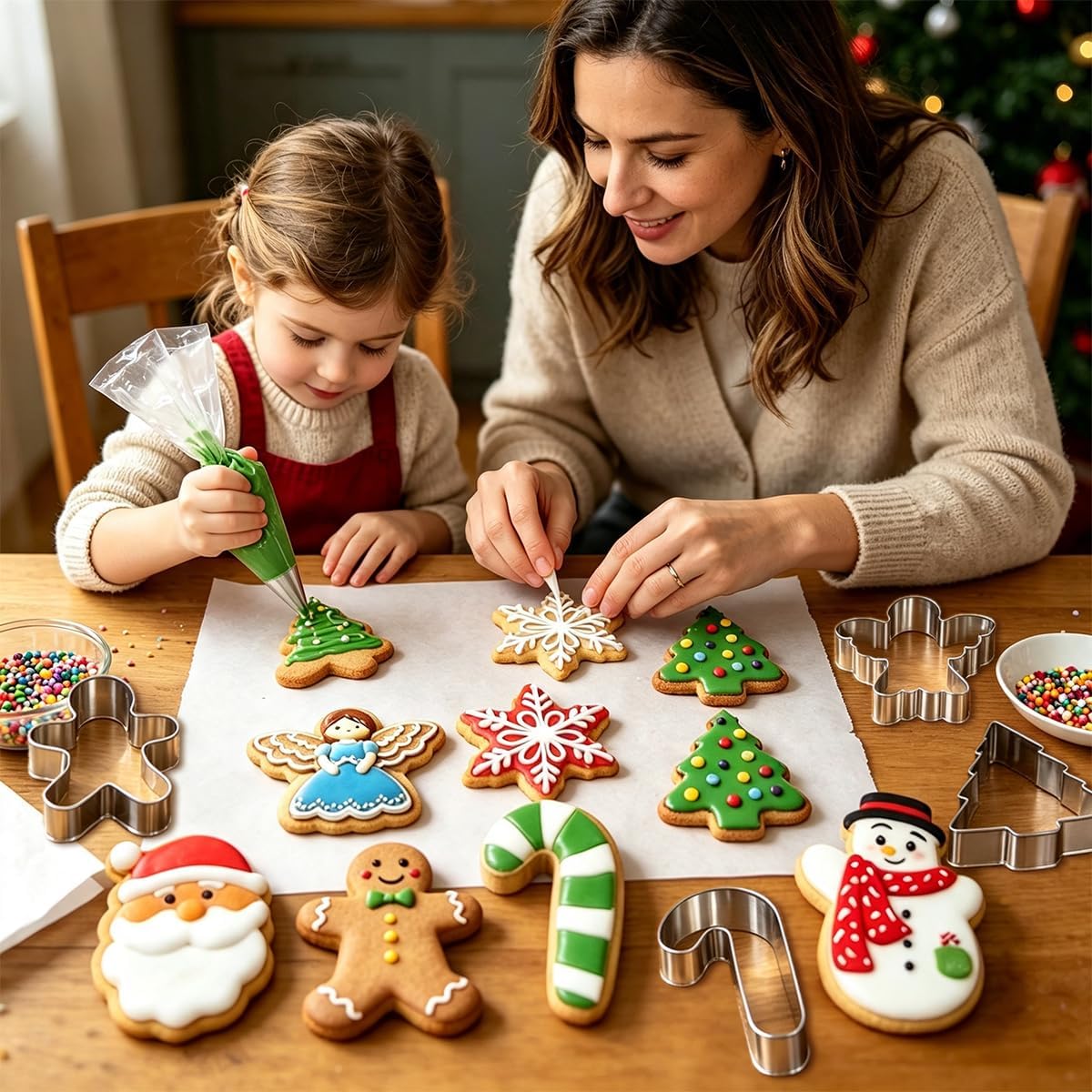Christmas Cookie Cutters Set, 9 Pieces Large Metal Holiday Cookie Cutter