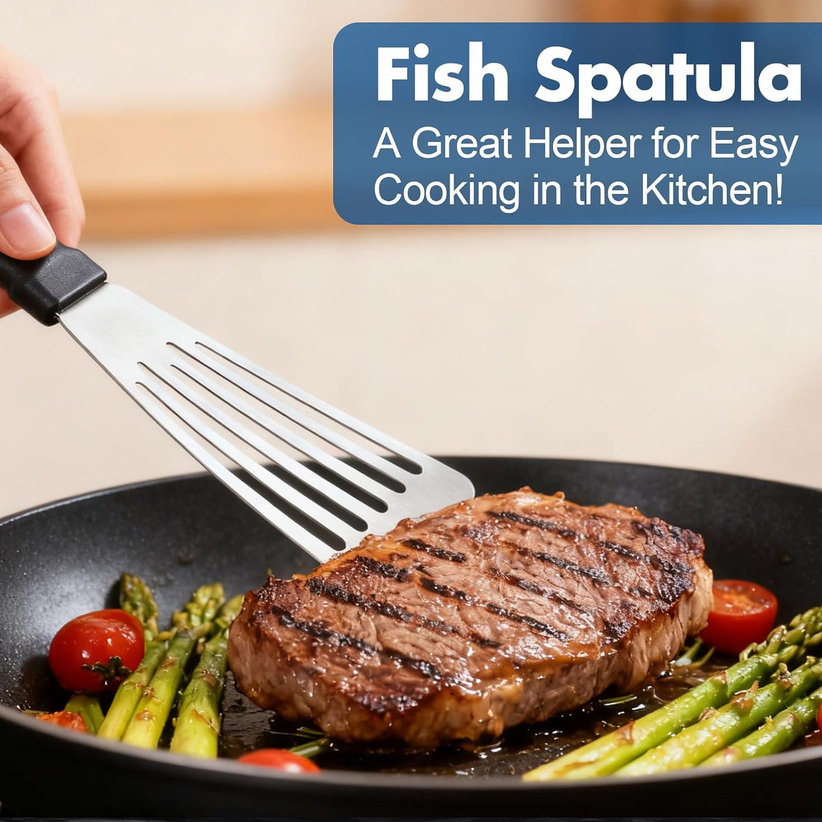 Fish Spatula,Stainless Steel Fish Turner,Flexible Metal Spatula for Flipping Fish,Eggs,Crepes, Steaks,Burgers and Baking,Rust-Proof & Corrosion-Resistant,3.1"x 12"