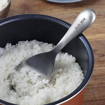 Comicfs Rice Paddle Spoon 304 Stainless Steel Thickened Rice Spoon Rice Spatula Non Stick Rice Scooper for Rice Mashed Potato Salads, Apply for Kitchen Home Restaurant Hotel Serving (Bright)