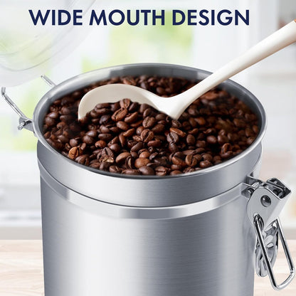 ENLOY 165oz Stainless Steel Airtight Canister for Kitchen, Large Flour Coffee Bean Tea Cereal Sugar Cookie Metal Food Storage Canisters with Clear Lid and Sturdy Locking Clamp (7.7 * 7.7 * 8.4in)