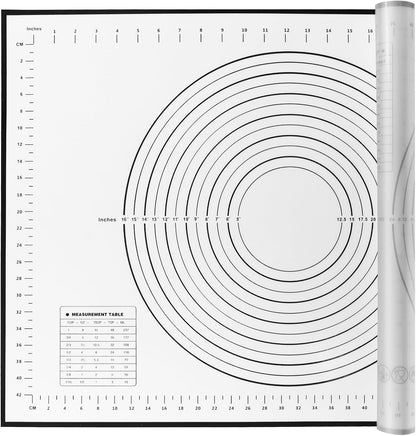 Yansumi silicone pastry non stick baking mat with measurement fondant mat with three sizes for silicone baking mat, counter mat, dough rolling mat,fondant/pie crust mat (Red, 16"L x 12"W)