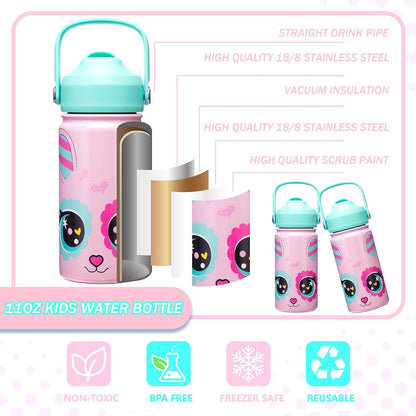 Kids Bento Lunch Box with 6 Compartments Girls Lunch Box with Lunch Bag,Stainless Steel Water Bottle,Ice Pack & Utensils Set,Birthday Gifts for Ages 3-12 Back to School Toddler Girls