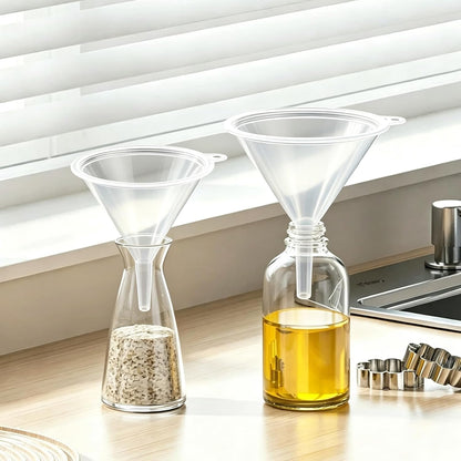 6 Inch Wide Mouth Plastic Large Funnels,Multi-Purpose Clear Funnels with with Reaching Spout for Water Bottles,Oils,Kitchen, Easy and Smooth Content Transfer