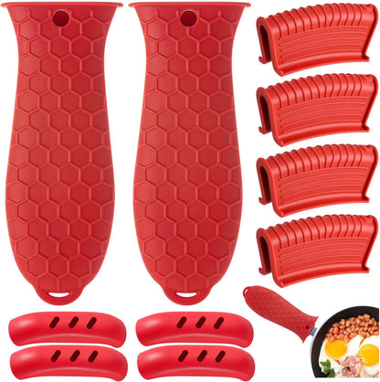 10Pcs Cast Iron Handle Cover, Silicone Pot Holders