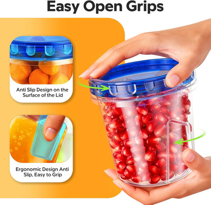 Freezer Storage Containers, [6 Pack-24 Oz] Airtight Plastic Food Storage Containers with Twist Top Lids, Soup, Meal Prep Containers | BPA Free | Stackable | Leakproof | Microwave/Dishwasher Safe