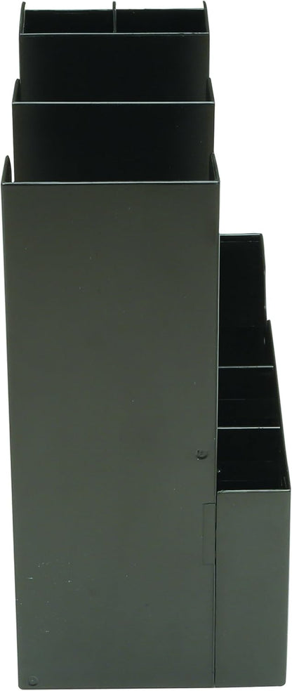 Mind Reader Cup and Condiment Station, Countertop Organizer, Coffee Bar, Kitchen, Stirrers, 5.35"W x 11.25"L x 11.15"H, Black
