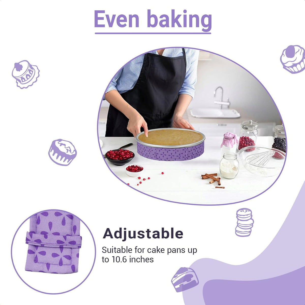 Cake strips for even baking, Baking strips for cake pans, Baking Supplies and Cake leveler