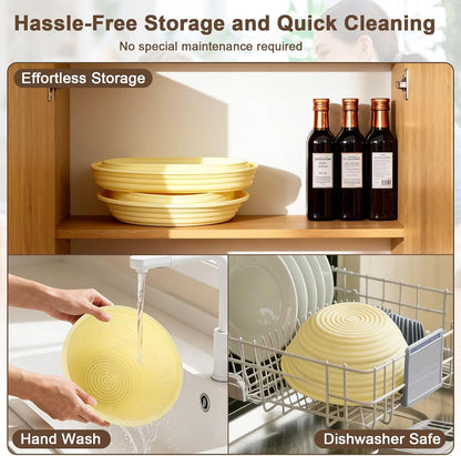 JOCXSPI Upgraded Thickened Silicone Banneton Proofing Baskets with Lids