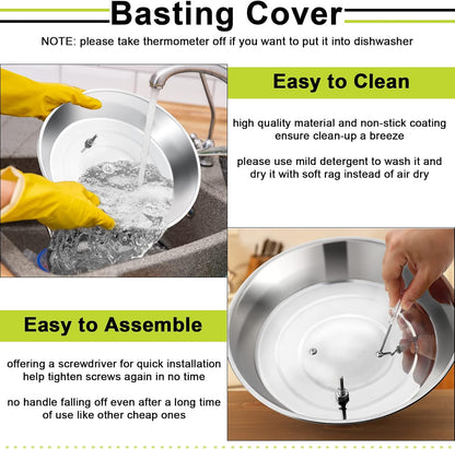 HaSteeL Cheese Melting Dome Set of 2, 12 Inch Round Basting Cover Metal Steam Cover, Stainless Steel Griddle Accessories for Flat Top Grill/Outdoor BBQ/Kitchen Cooking