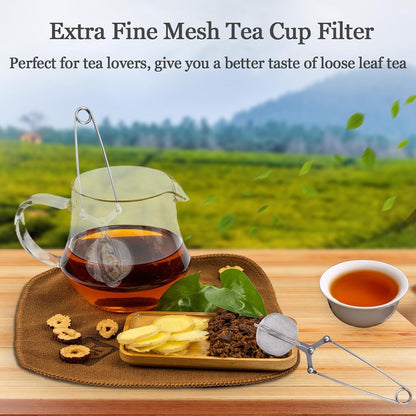 Tea Strainers for Loose Tea, 4 Pack Tea Infuser with Handle Fine Mesh Tea Ball Filter Tea Diffusers Steeper for Loose Leaf Tea, Spices, Seasonings