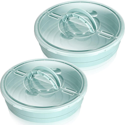 2 Pcs 12'' Pie Containers with Lids and Handle, Plastic Pizza Carrier with Cover Airtight Food Storage Reusable Cake Keeper Holder for Cheesecake Cookie Desert Tortilla Pastry(Green)