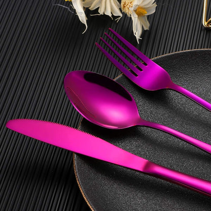 Travel Utensils,Reusable Silverware Set To Go Portable Cutlery Set with a Waterproof Carrying Case for Lunch Boxes Workplace Camping Picnic (Purple)