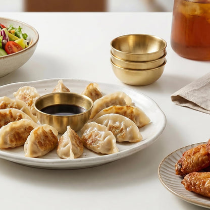tifanso 8PCS Small Dipping Bowls - Stainless Steel Sauce Condiment Cups, Mini Soy Sauce Dish, Appetizer Plates for Charcuterie, Ketchup, Seasoning, BBQ, Party, Camping, Easy to Clean, Silver