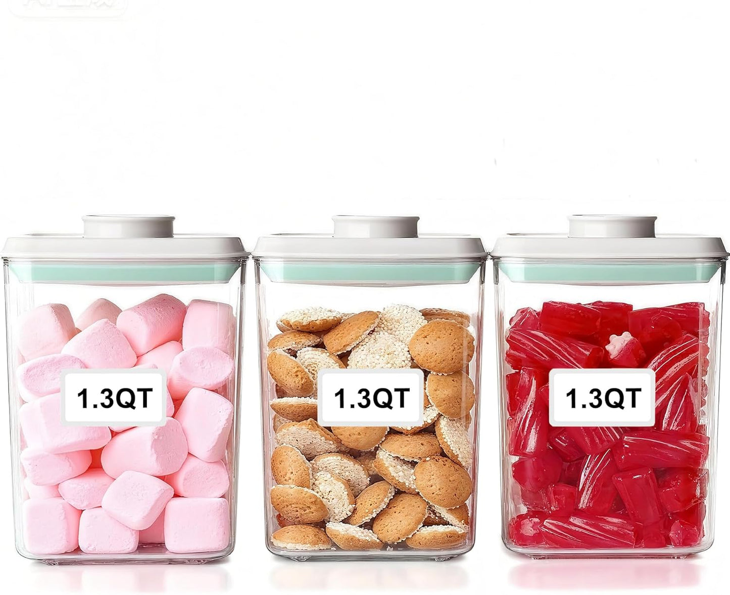 Pop Containers with Lids - Stackable Airtight Food Storage, Kitchen Pantry Storage Containers for Snacks Candy Salt Herbs Spices BPA-Free (3300ML / 3.48QT / 112OZ *3)